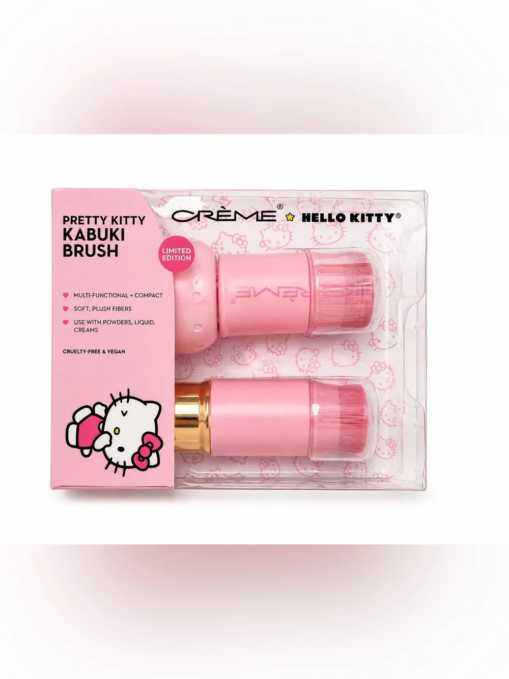 Hello Kitty 3pc Spa Gift Set Wet Brush Kabuki Brushes Headband